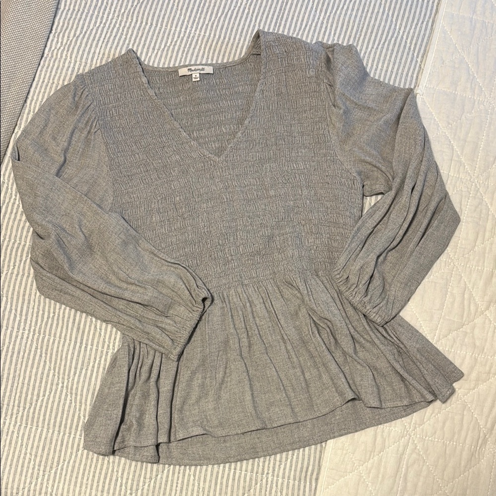 Smocked Peplum Women's Top | Madewell Peasant Blouse